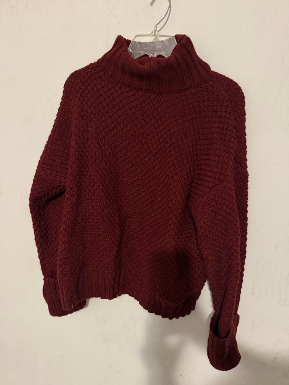 Women’s Burgundy Turtleneck Knit Sweater